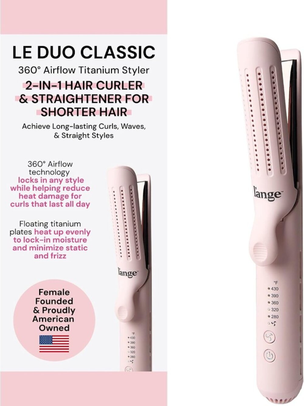 360° Airflow Hair Styler | Curl & Straighten | Snag-Free Titanium Plates
